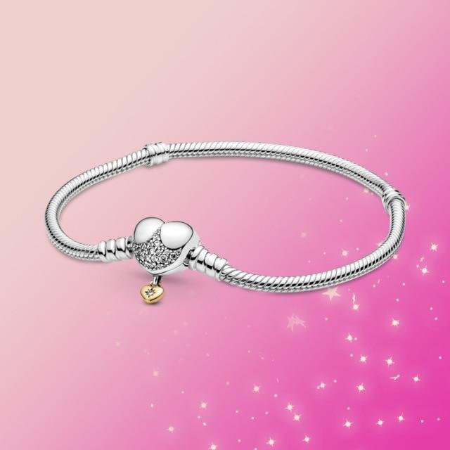 Armband 925 Silber, Zirkonia, Maus Herz Verschluss, Damen, 21cm - Bild 1