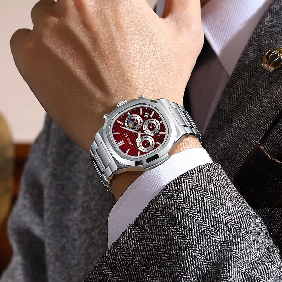 CRRJU Chronograph, Quarz, Edelstahl, Schwarz, Herren - Bild 3