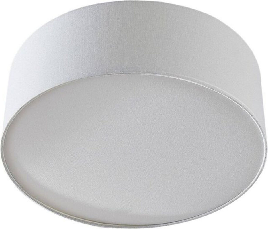 Lindby Deckenlampe Mariat mit rundem Leinenschirm in Weiß und Chrom für E27 - Bild 1