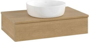 V&B Waschtischunterschrank Antao mit Frontstruktur in Honey Oak, B/T/H: 80 x 50 x 19 cm - Bild 1