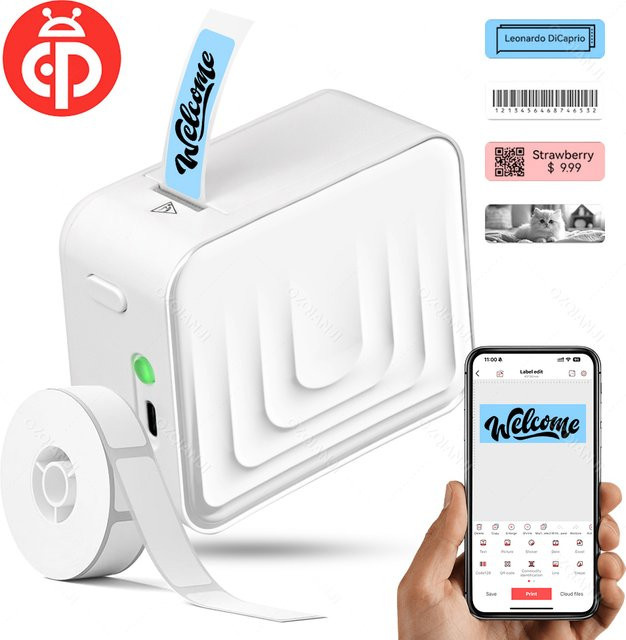 GZQIANJI M1 Drahtloser Bluetooth-Thermo-Etikettendrucker, Tragbarer Mini-Klebeetikettendrucker für schnellen Thermodruck - Bild 1