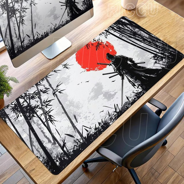 Riccu Samurai Gaming Mauspad XXL in Schwarz-Weiß für PC und mechanische Tastaturen - Bild 1