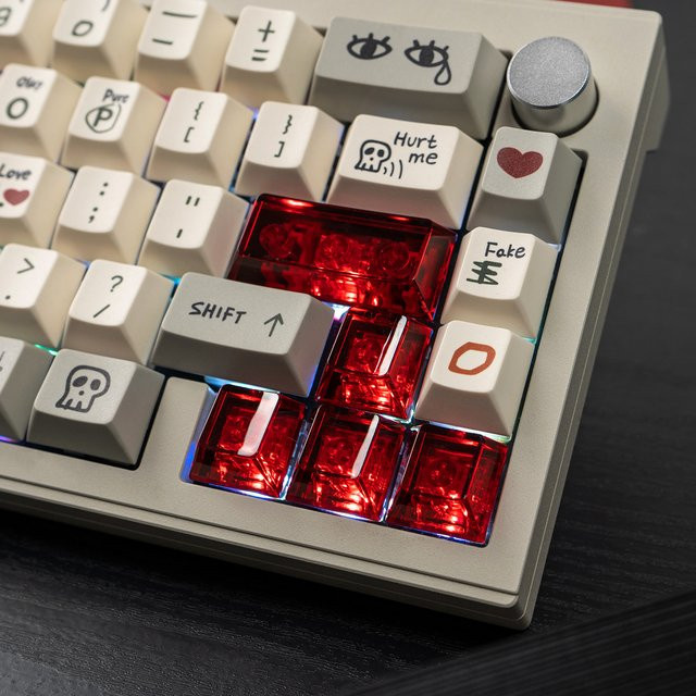 BINYEAE Cherry Profile PC Tastenkappen Set in Rot Transparent für mechanische Tastaturen mit 10 Tasten inklusive Leertaste 6,25U, ESC, Enter und Shift - Bild 1