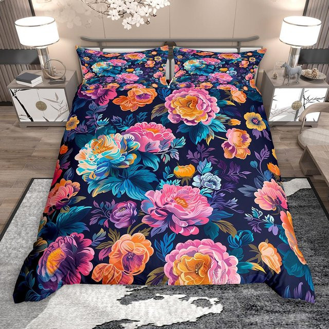 Homewish Vintage Floral Bettwäsche-Set mit Tropischen Blumen im Ölmalerei-Stil, 2-teilig, B/H: 100 x 135 cm - Bild 1