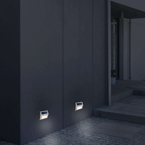 Näve LED-Solar-Außenleuchte 4er-Set in Silber mit warmweißem Licht für Garten und Weg, Höhe: 10 cm, Breite: 8,2 cm - Bild 4