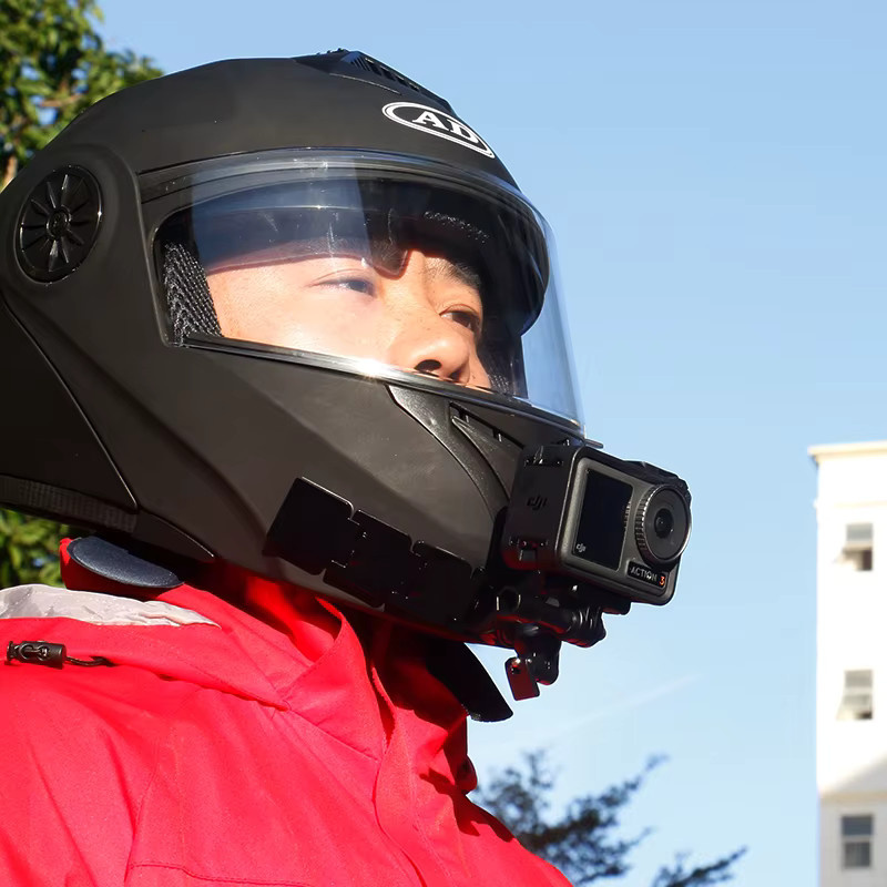 Faltbare Kinnhalterung für Motorrad-Integralhelme als GoPro Hero 12 11 10 9 DJI Yi Kamerazubehör in Schwarz - Bild 5