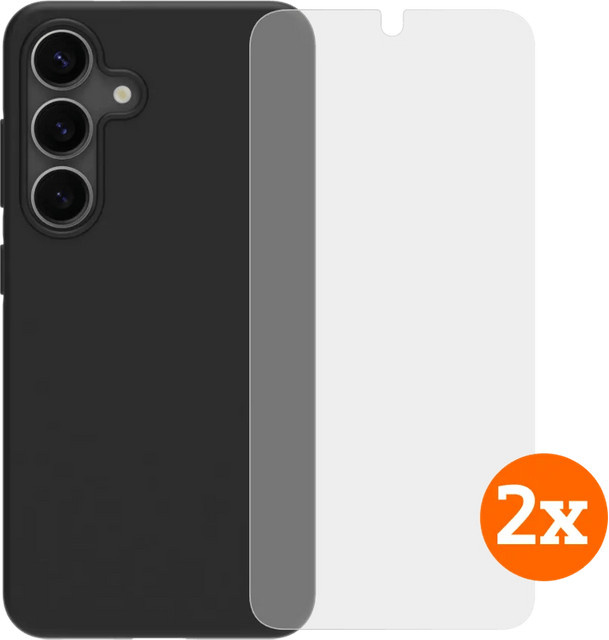 BlueBuilt Samsung Galaxy S25 Schutzset mit schwarzem Backcover und Panzerglas Doppelpack - Bild 1