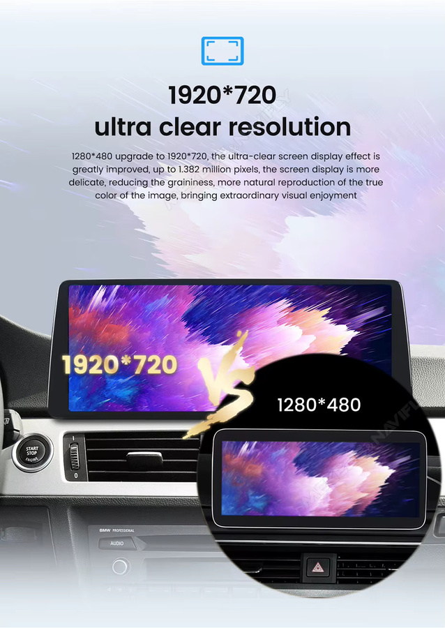 MEKEDE Linux Android Autoradio mit Wireless CarPlay für BMW 3er/5er Serie E90 E91 E92 E93 E60 E61 E63 CCC CIC Multimedia Navigationssystem in Schwarz mit GPS, 4G LTE und Dual Bluetooth - Bild 3