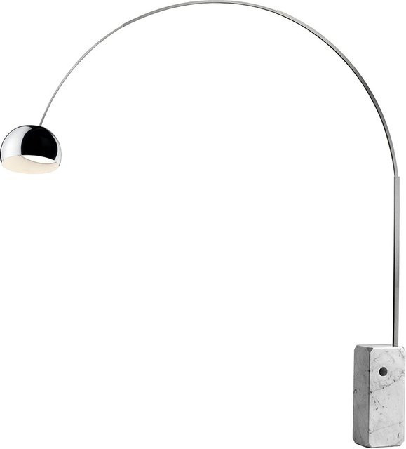 Flos Arco LED-Bogenleuchte in Weiß mit Carrara-Marmor und Edelstahl, dimmbar und höhenverstellbar - Bild 1