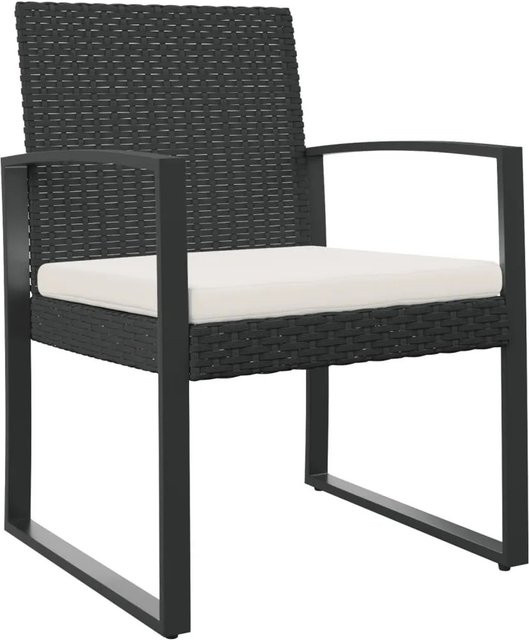Furnicato Garten-Esszimmerstühle 2er Set in Schwarz mit Rattan-Optik und Armlehnen - Bild 1