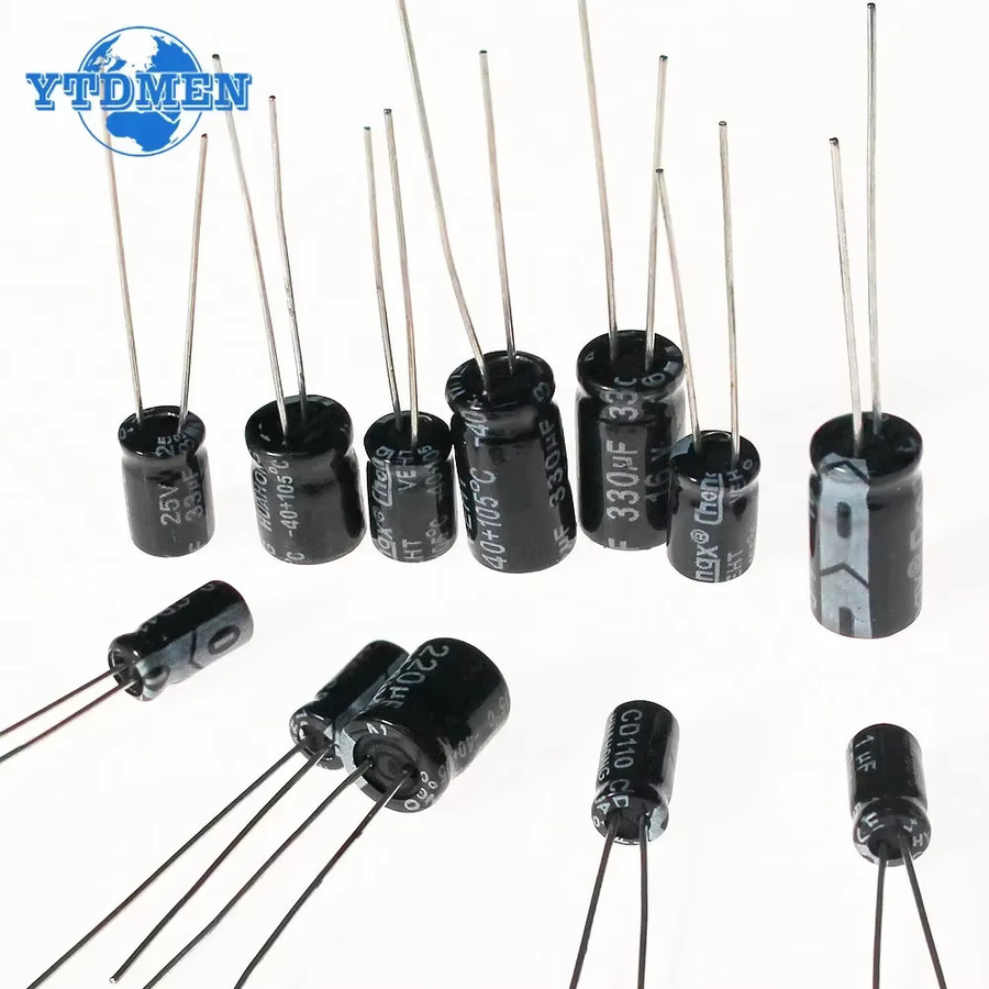 YTDMEN 120er Set Aluminium-Elektrolytkondensatoren in Schwarz mit 12 Werten von 1UF bis 470UF und Spannungen von 16V, 25V und 50V - Bild 2