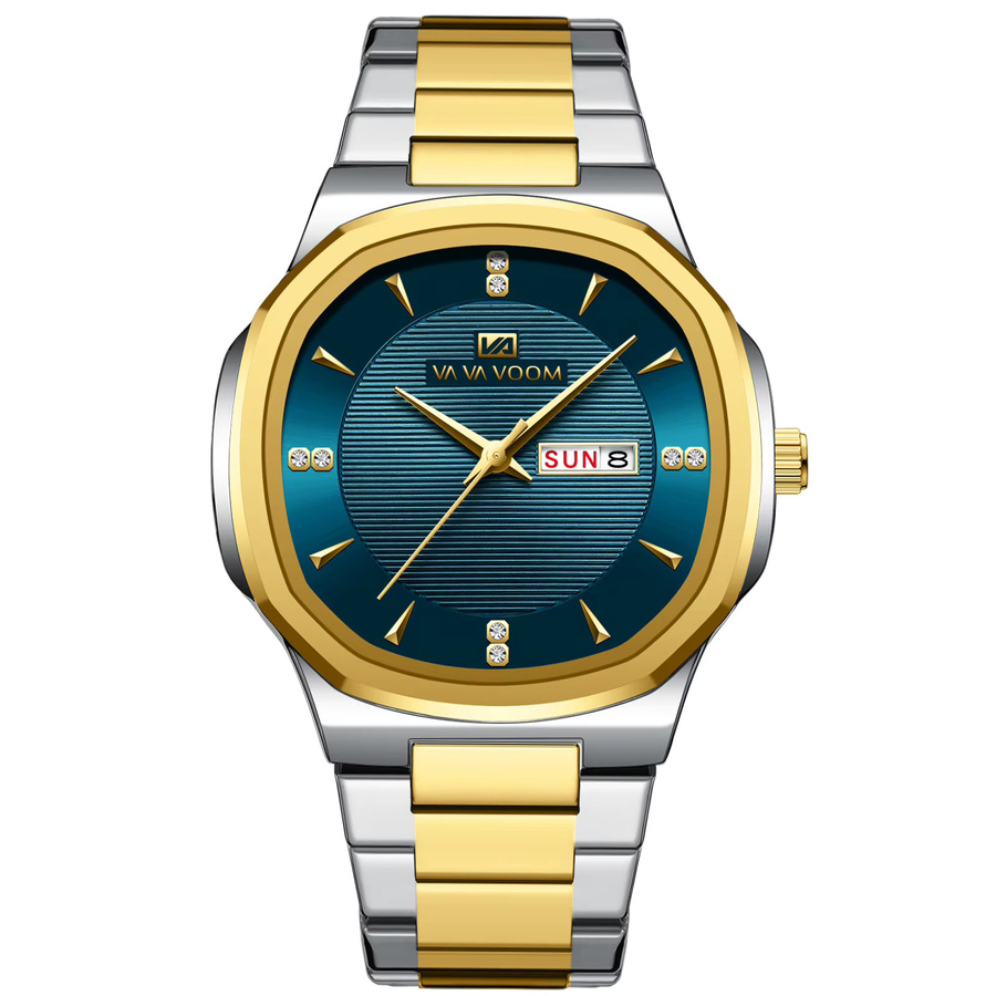 VA VA VOOM Armbanduhr, Edelstahl, Gold, Kristall, Quarz, 41 mm, Herren - Bild 3