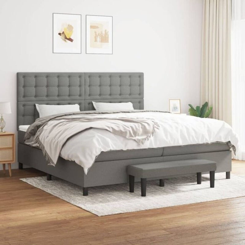 Vidaxl Boxspringbett mit Matratze aus Stoff in Anthrazit Grau B/T/H: 200 x 200 x 118 cm - Bild 1