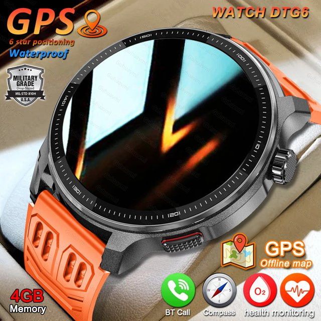 GUHUAVMI Smartwatch, Herren, GPS, Silikon, Orange, Black - Bild 1