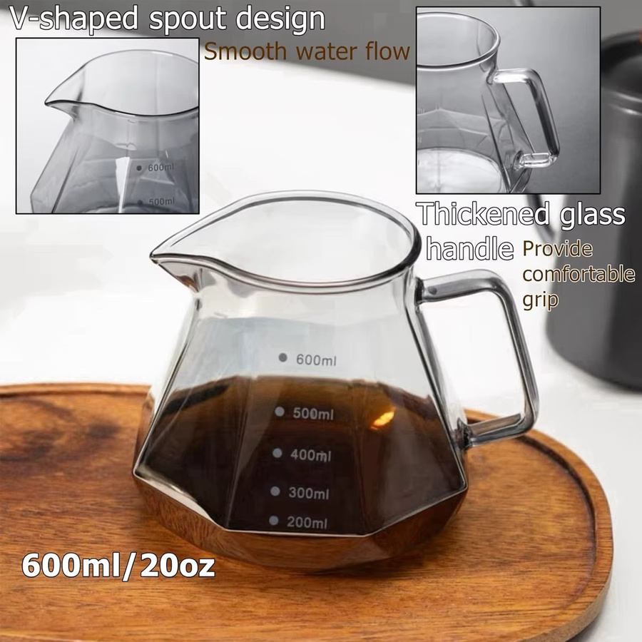 Leeseph Pour Over Kaffeemaschine mit Walnussgriff und Glasdeckel, transparente Glas-Kaffeekanne für Zuhause, Café und Camping - Bild 3