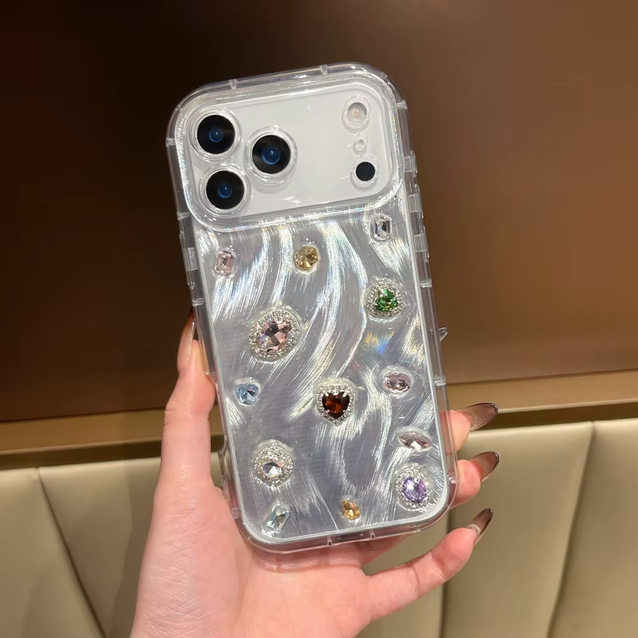 Shenhua Luxus Handyhülle für iPhone 17 mit dreidimensionalem Diamant-Edelstein-Effekt in Transparent - Bild 2