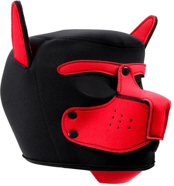 Hundekopfmaske Halloween, Hundekopfbedeckung, rot, für Erwachsene - Bild 1