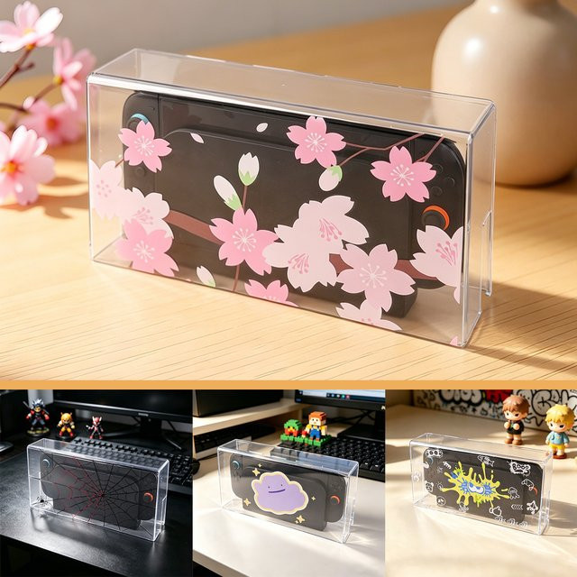 VGBUS Sakura Display-Box Staubschutzabdeckung für Nintendo Switch 2 Dock, Acryl-Hartcover in Transparent/Blau - Bild 1