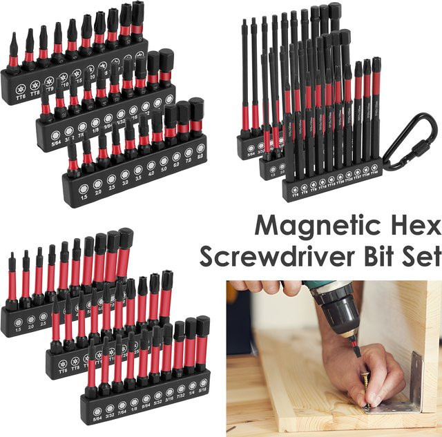 30-teiliges Set magnetische Sechskant-Schraubendreher-Bits von Toorise aus Edelstahl in 25 mm, 50 mm und 100 mm für Reparaturarbeiten - Bild 1