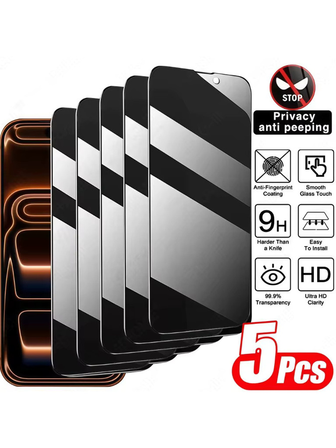5 Stück SFHOMIE Anti-Spion Displayschutzfolie aus gehärtetem Glas für iPhone 11 bis iPhone 17 Pro Max, transparent - Bild 4