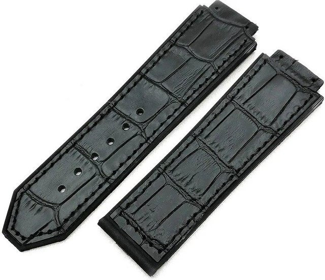 Hublot Uhrenarmband Leder und Silikon, 25 mm, 19 mm, Schwarz, Unisex - Bild 1