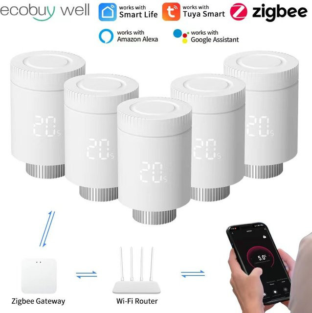 Tuya Smart Zigbee 3.0 Thermostatventil ecobuy well Heizkörperthermostat TRV in Weiß - Bild 1