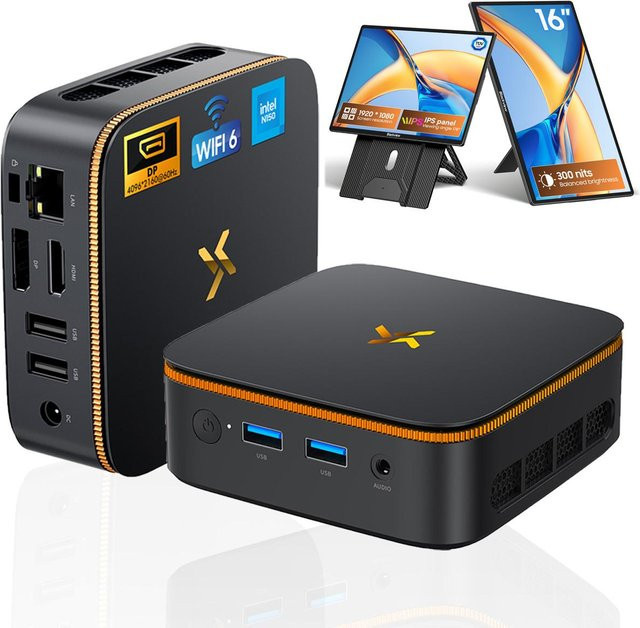 Huidun H50 Mini-PC mit AMD Ryzen 3300U, 16GB RAM, 512GB SSD und Windows 11 Pro in Schwarz - Bild 1