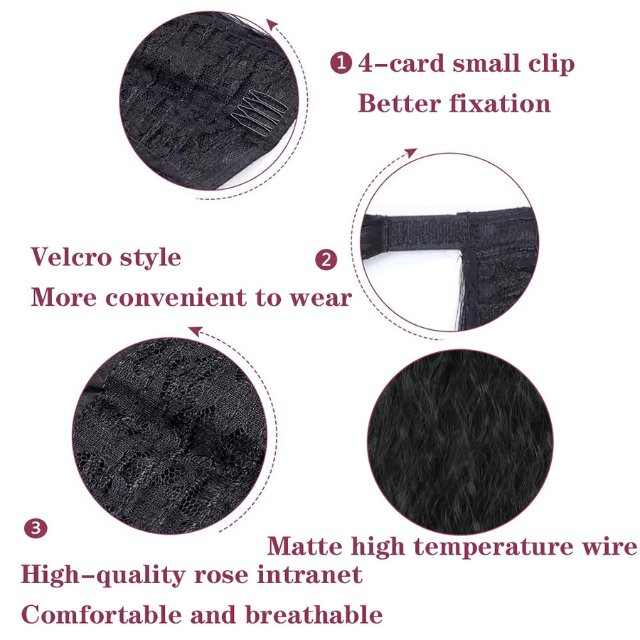 LANSA Pferdeschwanz Haarverlängerung, synthetisch, lang, lockig, schwarzbraun, Damen - Bild 4
