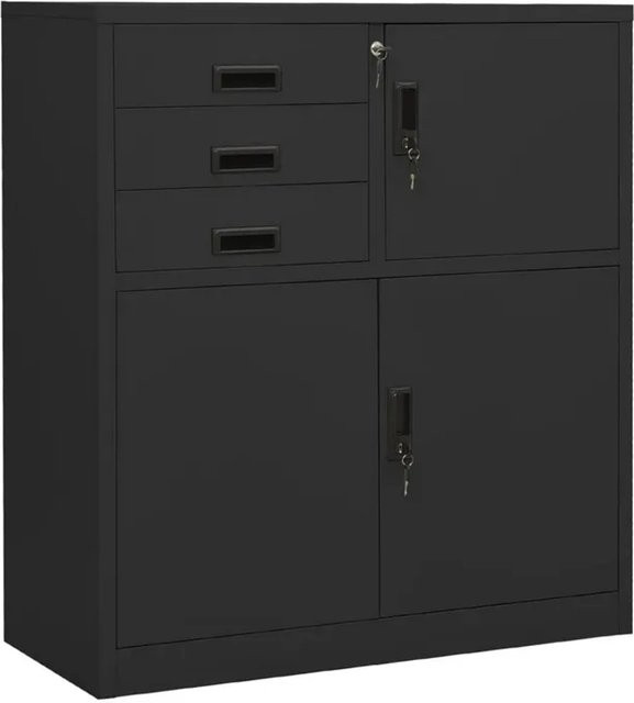 vidaXL Büroschrank aus Stahl in Anthrazit mit Türen und Schubladen, B/T/H: 90 x 40 x 102 cm - Bild 1
