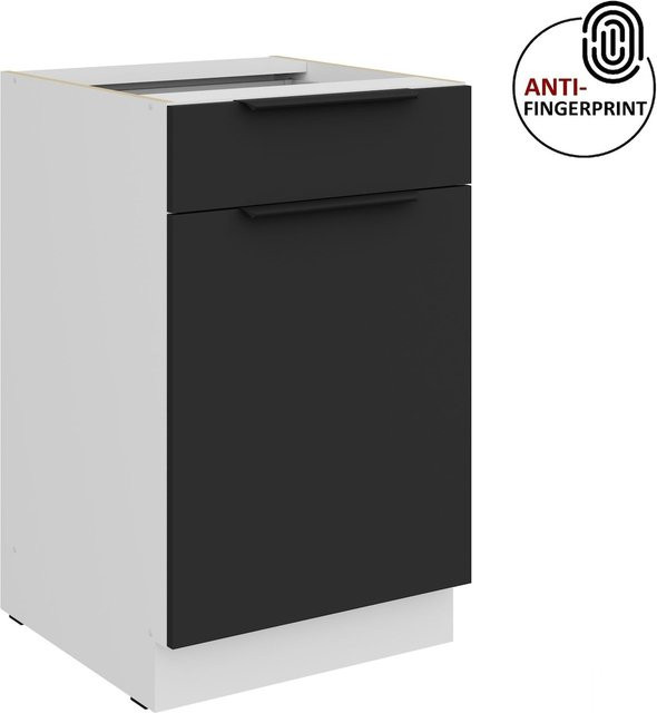 Küchenunterschrank ARIA in Schwarz matt mit Anti-Fingerprint-Beschichtung, Breite: 50 cm - Bild 1