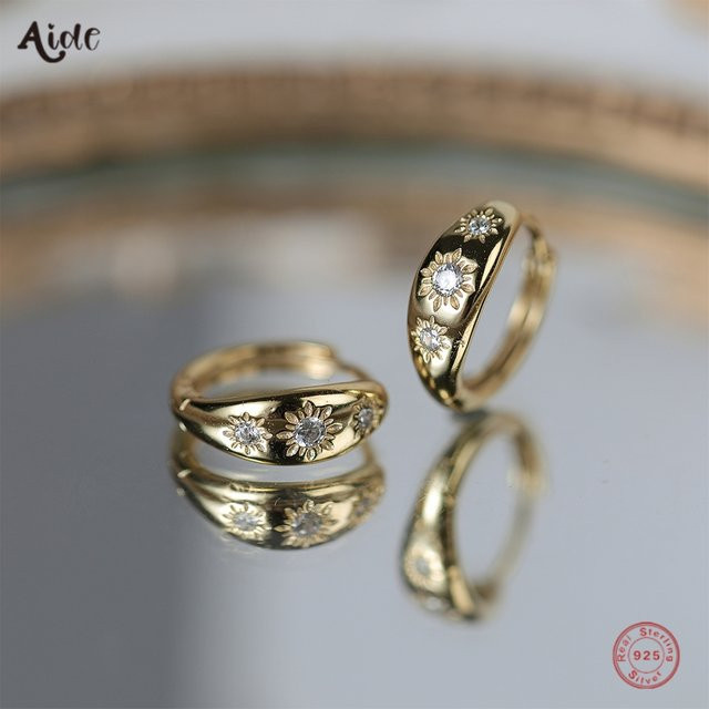 Aide Ohrringe, 925 Silber, Gold, Stern, Damen - Bild 1