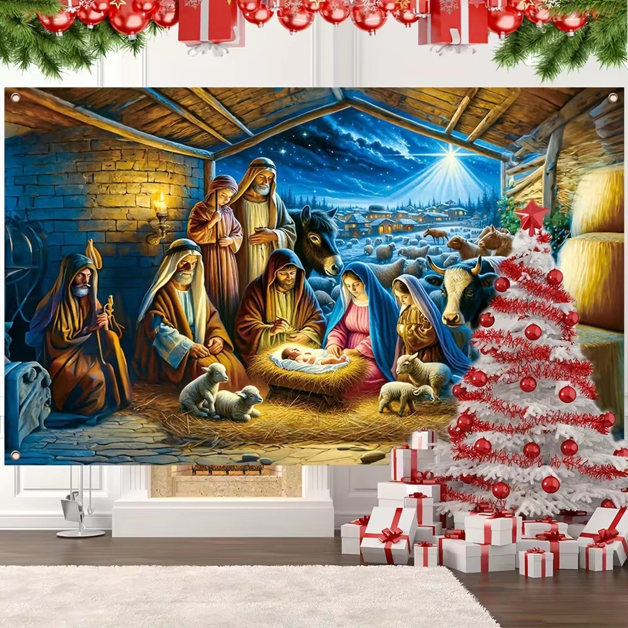 VIKAMA Dekoratives Hintergrundbanner für Ostern und Weihnachten, Mehrfarbig, Rechteckig, B/H: 100 x 180 cm - Bild 3