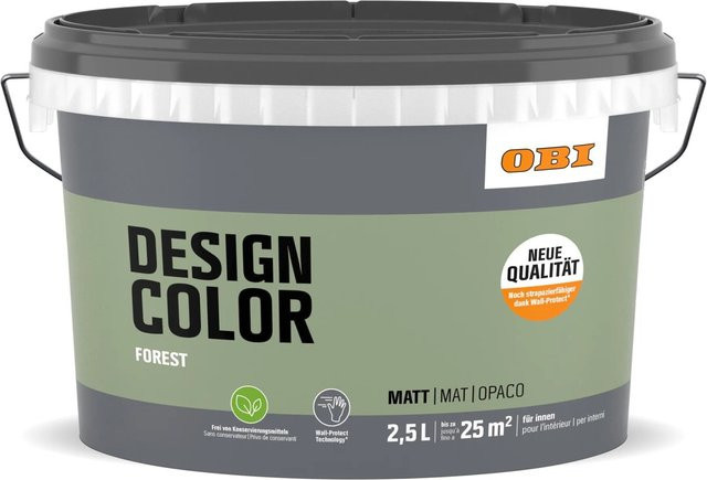 OBI Design Color Dispersion Wandfarbe Forest Green Wasserbasiert 2,5 l - Bild 1