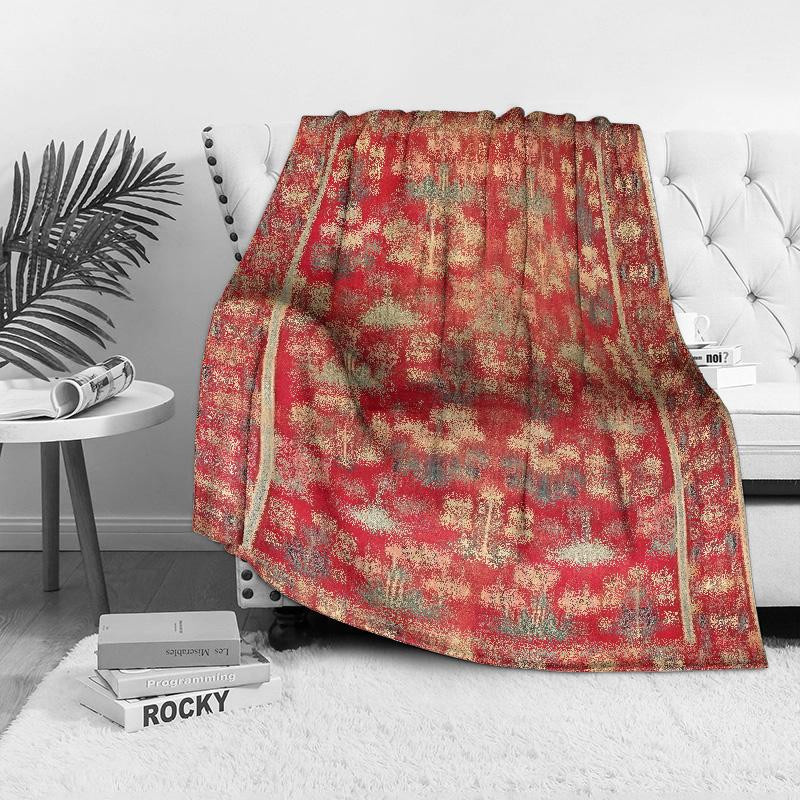 JMG Household Supplies Rote Florale Bestickte Fleecedecke aus Coral Fleece als Weicher Überwurf für Bett und Sofa B/H: 70 x 100 cm - Bild 2