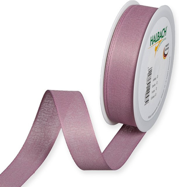 Halbach Dekoband in Baumwolloptik aus Polyester, Breite: 2,5 cm, Länge: 5 m, Weiß-rosa - Bild 1