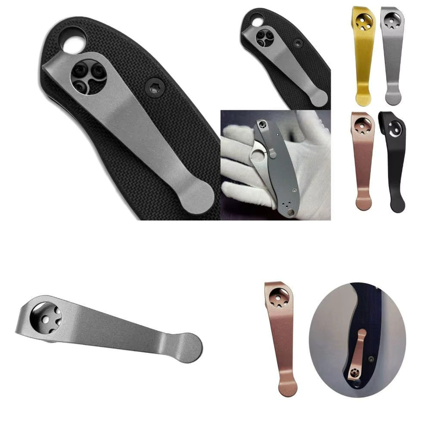 OOTDTY Rückenclip aus Titanlegierung für DIY-Klapptaschenmesser in Schwarz - Bild 2