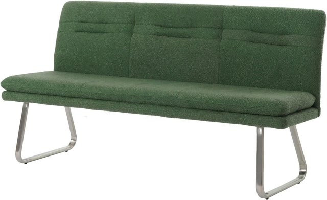 MCW Sitzbank H70 mit Lehne aus Bouclé Stoff in Grün und gebürstetem Edelstahl, B/T/H: 180 x 58 x 93 cm - Bild 2
