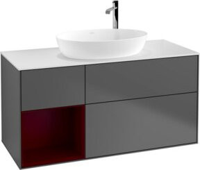 V&B Waschtischunterschrank Finion mit Wandbeleuchtung, Anthrazit lackiert, Breite: 120 cm, Tiefe: 50,1 cm, Höhe: 50,1 cm - Bild 1