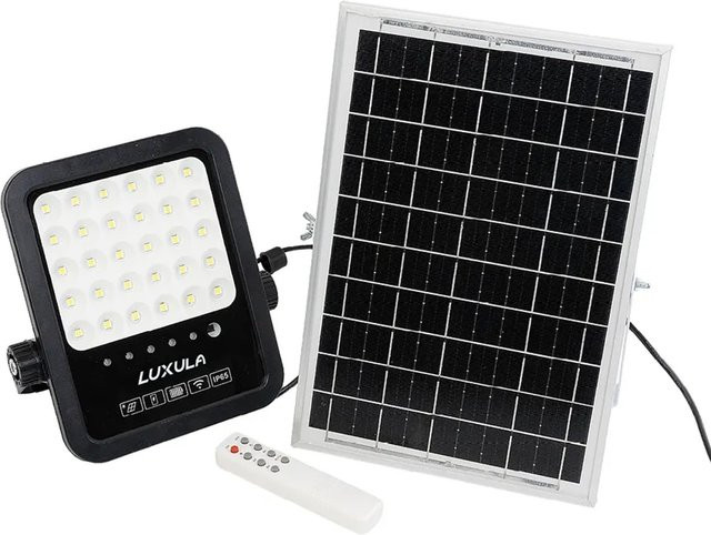 LUXULA LED Solarstrahler Schwarz mit 2750lm und 6500K Kaltweiß, IP65 Außenstrahler für Garten und Außenbereich - Bild 1