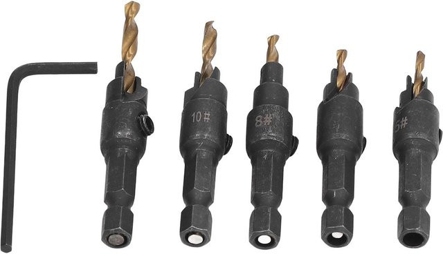 5-teiliges Senkbohrer-Set von TOMTOP aus Schnellarbeitsstahl in Silber für präzise Bohrungen von 5 bis 12 mm - Bild 1