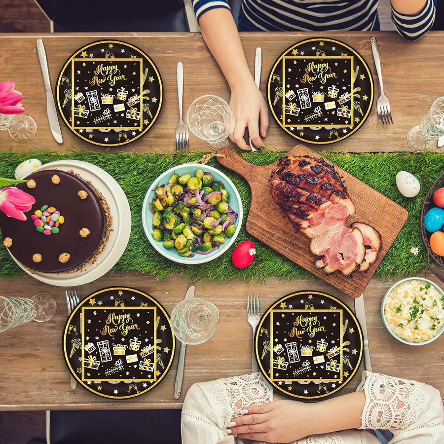 Einweg-Partygeschirr-Set für Silvester 2026 mit Papptellern und Servietten - Bild 6