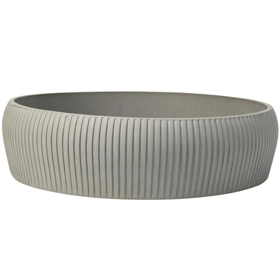 Vivanno Pflanzschale Eryna rund in Grau mit Rillendesign aus Fiberglas, B/T/H: 30 x 30 x 8 cm - Bild 2