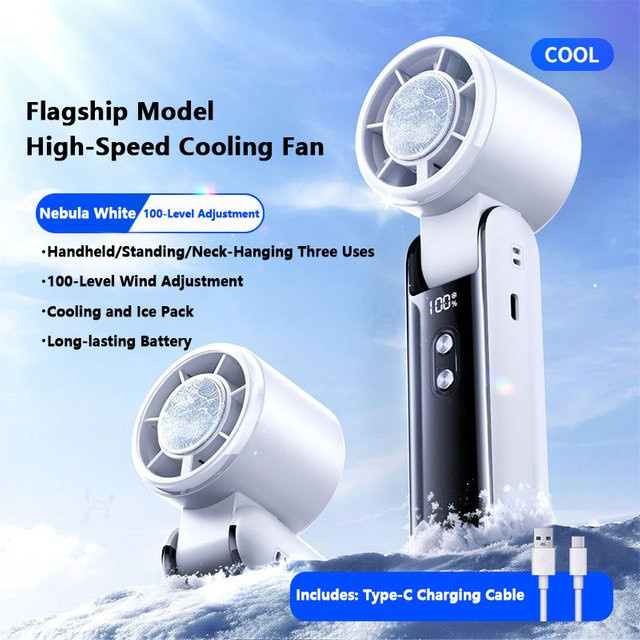 Xiaomi Handventilator Tragbarer Faltbarer Eiskompressions-Ventilator mit 100 Geschwindigkeitsstufen und Smart Digital Display in Weiß - Bild 1