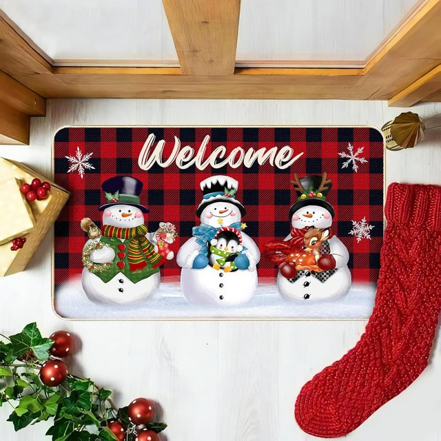 VIKAMA Frohe Weihnachten Fußmatte, rutschfeste Willkommensmatte für den Innenbereich, Mehrfarbig, B/T: 60 x 40 cm - Bild 1