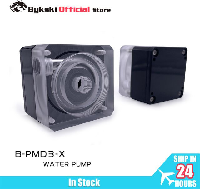Bykski DDC-Pumpe DC12V in Schwarz mit PWM-Geschwindigkeitsregelung, 700L/H Durchfluss und 6 Meter Förderhöhe, kompatibel mit 50mm Durchmesser Reservoir, Modell B-PMD3-X - Bild 1