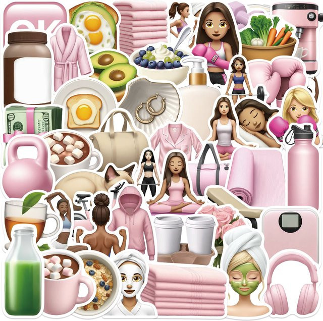 50 Stück GYM Girl Aufkleber, ästhetische wasserfeste Sticker in Multicolour für Wasserflaschen, Laptop und Handy - Bild 1