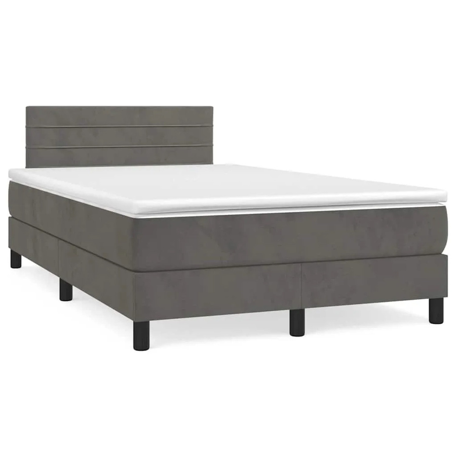 vidaXL Boxspringbett mit Matratze und LED-Beleuchtung in Dunkelgrau, Hybrid-Bett mit USB-Anschluss und Taschenfederkern, B/T: 120 x 190 cm - Bild 2