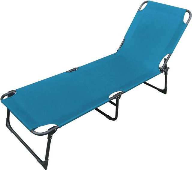 LEX Gartenliege Klappbar Blau mit Textilene-Bezug und Stahlgestell - Bild 1