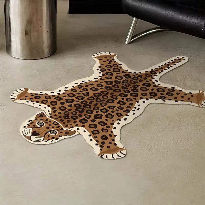 VIKAMA Cartoon-Leopard Plüschteppich rutschfest und saugfähig für Schlafzimmer und Wohnzimmer - Bild 3