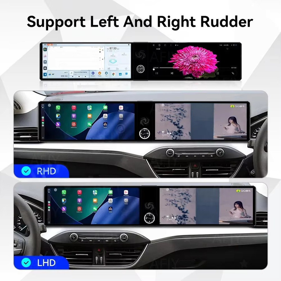 YANFU Duales Android 14 Autoradio mit 12,3 Zoll HD-Bildschirm für Ford Focus 2019-2022 inklusive CarPlay, GPS-Navigation und Multimedia-Player in Schwarz - Bild 3